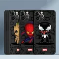 Coque de téléphone Black Marvel Cartoon Iron Man SpidSuffolk Apple iPhone 15 Pro Max 13 14 Plus