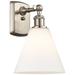 Berkshire Glass 8" Incandescent Sconce - Nickel Finish - Matte White S