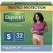 Depend Fit-Flex Adult Incontinence Underwear for Women Disposable Maximum Absorbency Small Blush 32 Count