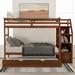 Twin-Over-Twin Bunk Bed with Twin Size Trundle and 3 Storage Stairs (Walnut)