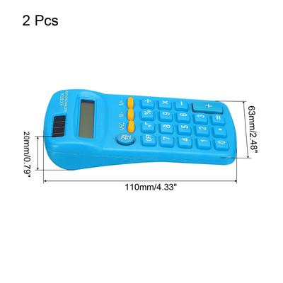 2Pcs Small Pocket Calculator 8 Digit Display Office Handheld Calculators Blue