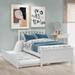 Twin Size Wood Platform Bed with Trundle & Headboard, White