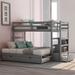 Twin over Twin/King Bunk Bed with Twin Trundle&Ladder&Drawer&Guard Rail