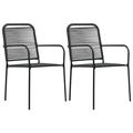 Lixada Garden Chairs 2 pcs Cotton Rope and Steel Black