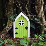 Fairy Door -Fairy Door for Tree-Fairy Garden-Fairytale Door - Tooth Fairy Door-Fairies Sleeping Door and Windows Tree Statues-Tree Hugger Yard & Garden Sculptures Fairy Mystical Home(Green)