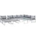 Ergode Fortuna 10 Piece Outdoor Patio Sectional Sofa Set - White Gray