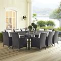 Modway Convene 11 Piece Outdoor Patio Dining Set in Espresso White