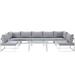 Ergode Fortuna 8 Piece Outdoor Patio Sectional Sofa Set - White Gray