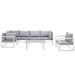 Ergode Fortuna 7 Piece Outdoor Patio Sectional Sofa Set - White Gray