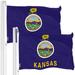 G128 2 Pack: Kansas KS State Flag | 3x5 Ft | Printed 150D Polyester - Indoor/Outdoor Vibrant Colors Brass Grommets Quality Polyester Much Thicker More Durable Than 100D 75D Polyester