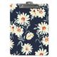 Fashion Clipboard Floral Design Standard A4 Letter Size 12.5 x 9 Wooden Clipboard Low Profile Clip with Retractable Hanging Tab Decorative Clipboard by Better Office Products (Large Daisies)