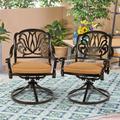 Lenoir Vivijason 2-Piece Outdoor Bistro Swivel Dining Chairs, Patio Cast Aluminum Dining Rocker Chairs | 35 H x 24 W x 24 D in | Wayfair