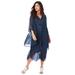 Plus Size Women's Scallop-Trim Chiffon 2-Piece Dress Set by Roaman's in Navy (Size 22 W)