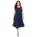 Plus Size Women's Georgette Fit-And-Flare Dress by Roaman's in Navy (Size 34 W)