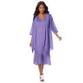 Plus Size Women's Scallop-Trim Chiffon 2-Piece Dress Set by Roaman's in Vintage Lavender (Size 20 W)