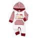 Shirt for Baby Boys 12 Month Christmas Outfit Boy Baby Girls Boys Striped Hooded Thanksgiving Autumn Winter Long Sleeve Romper Jumpsuit Clothes Baby Boy Onsies3 6 Months