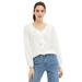 Plus Size Women's Knit Top With Ruffled V-Neck by ellos in White (Size 30/32)