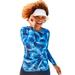 Plus Size Women's Long Sleeve Twist Front Tee by Swimsuits For All in Electric Blue Tie Dye (Size 14)