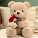 Kids Gift Baby Toys Doll Teddy Bear Plush Toys Soft Toy Teddy Bear With Rose Sleeping Back Cushion Accompany Dolls Plush Doll Stuffed Animal Doll Plush Teddy Bear Doll Bear Stuffed Toys BROWN 35CM