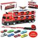 Mega Hauler Truck with Ejection Race Track Big Truck Folding Storage Race Track Deformation Catapult Truck Car Transporter Truck Toy Set Birthday Gift Kids Boys 3+ Years Old