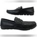 Coach Shoes | Coach Mens Black Leather Round Toe Low Top Slip On Loafer Shoes Size 10.5 | Color: Black/Gray | Size: 10.5