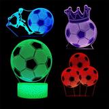 YSITIAN 3D Soccer Night Light 4 Patterns 3D Hologram Illusion Lamp Dimmable Remote Control/Smart Touch 16 Colors Changing Light Room Decor Football Bedside Desk Lamp YT-7405
