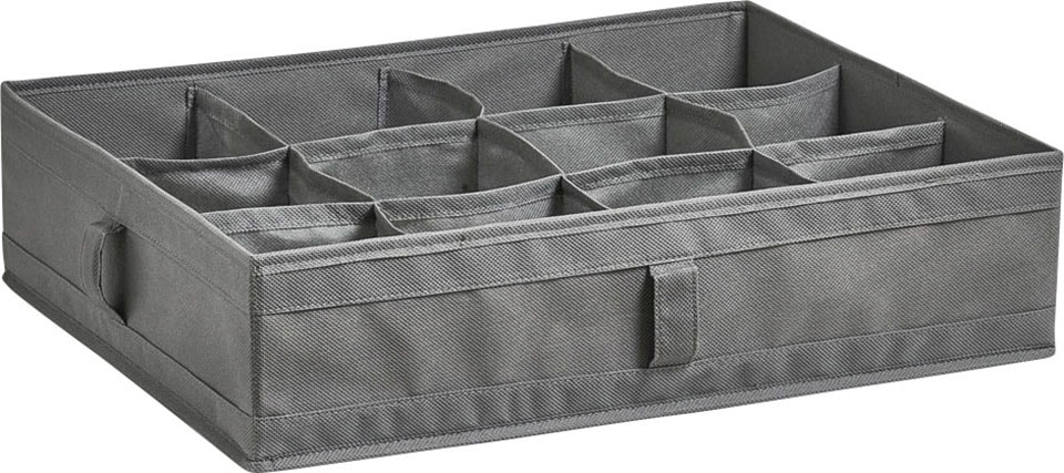 Organizer ZELLER PRESENT "12 Fächer", grau, B:44cm H:11cm T:34cm, Polypropylen, Aufbewahrungsboxen, Aufbewahrungsbox, faltbar, für Wäsche