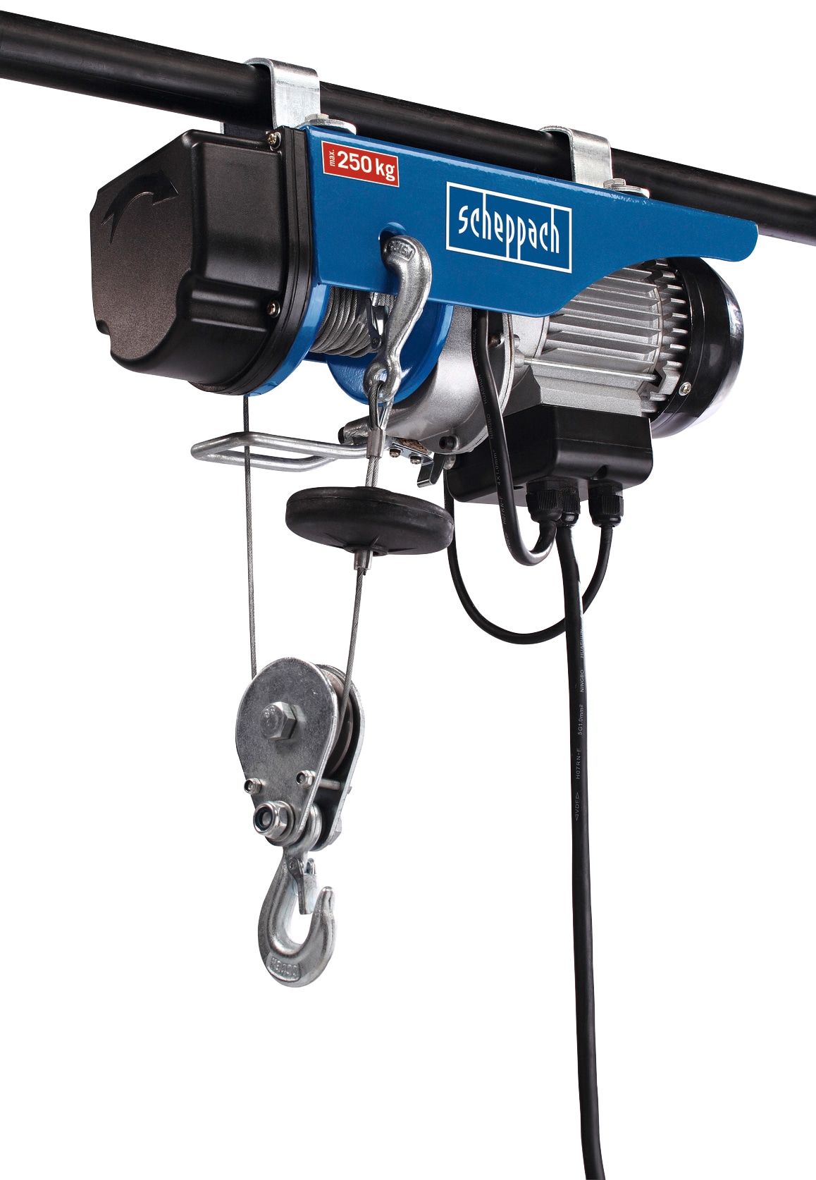 Seilwinde SCHEPPACH "HRS 250", blau, B:20,5cm H:11,5cm L:1.200cm, Stahl, Winden, 250 kg, 12 Meter