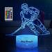 YSITIAN Hockey Player 3D Lamp Night Light for Kids 16 Color Changing Touch Table Desk Lamps with Remote Cool Toys Gifts G1116-347