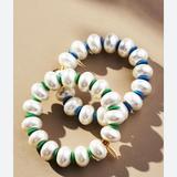 Anthropologie Jewelry | Anthropologie Shell & Pearl Chunky Bracelet | Color: Green/White | Size: Os