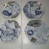 Anthropologie Dining | Anthropologie Celestial Sky Map 8.5" Plates Set Of 4 Different Designs Htf | Color: Blue/White | Size: 8 3/8" Diameter