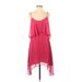 BCBGeneration Casual Dress - A-Line Scoop Neck Sleeveless: Pink Print Dresses - Women's Size Small