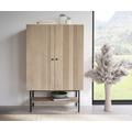 DELIFE Highboard Nestos 90x140 cm Mango White Wash Metall Schwarz 2 Türen, Highboards