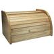 MUSAN Wooden Roll Top Mini Bread Bin - Beech Wood Small & Large Space Saving Box - Double Bread Loaf Holder - Rubber wood Drop Front Bin Lid - Hevea Wood Food Storage Container (Roll-Top Bread Bin)