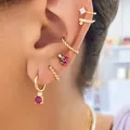 Petites boucles d'oreilles créoles en cuivre pour femmes couleur or argent cristal coréen