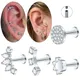 Piercing en Titane et Clip pour Femme Labret Barre de Jules Anneau à Filetage Interne Fleur