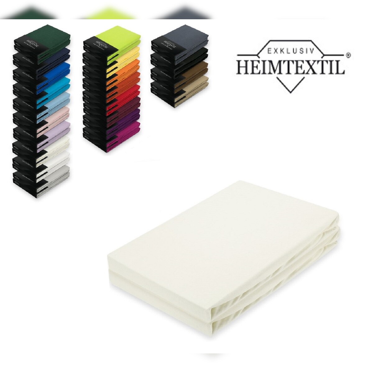 EXKLUSIV HEIMTEXTIL Doppelpack Jersey Spannbettlaken Premium Naturweiß 140 - 160 x 200 cm Image