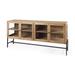 Arelius Light Brown w/ Black Metal Base 4 Door Glass Cabinet Sideboard - 70.0L x 18.0W x 32.0H