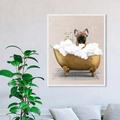 Oliver Gal Bathtub Frenchie - Picture Frame Graphic Art Paper in White/Brown | 47 H x 38 W x 0.8 D in | Wayfair 47130_36x45_PAPER_WHITE