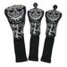 1 3 5 Golf covers for head Skull Embroidery PU with Nylon - Black