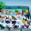 Travelwant Animals Figurines Toys Realistic Jungle Zoo Animals Figures African Wild Plastic Animals Playset with Elephant Lion Giraffe Fence Puzzle Blocks for Kids