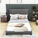 Latitude Run® Queen Size Linen Bed w/ Headboard Wood & /Upholstered/Linen in Gray | 51.1 H x 64.3 W x 84.8 D in | Wayfair