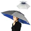 Double Layer Umbrella Hat Women Men Folding Sun Rain with Adjustable Head Band for Fishing Camping Hiking