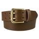34-38 inch (M), Brown, Solid Brass Double Prong Buckle, Mens Quality 1.5" Wide Leather Belt Made In UK
