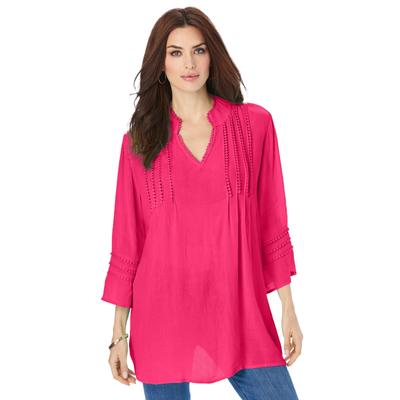 Plus Size Women's Lace Pintuck Crinkle Tunic by Ro...