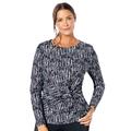 Plus Size Women's Long Sleeve Twist Front Tee by Swimsuits For All in Black Abstract Stripe (Size 10)