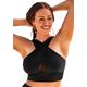 Plus Size Women's Longline High Neck Bikini Top by Swimsuits For All in Black (Size 8)
