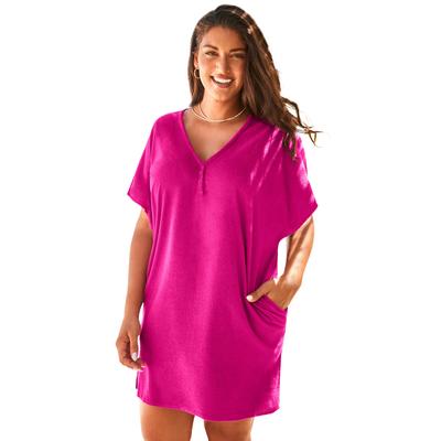 Plus Size Women's French Terry Lightweight Cover Up Tunic by Swimsuits For All in Fruit Punch (Size 22/24)