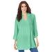 Plus Size Women's Lace Pintuck Crinkle Tunic by Roaman's in Soft Jade (Size 12 W)