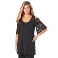 Plus Size Women's Cold-Shoulder Ultrasmooth® Fabric Tunic by Roaman's in Black (Size 22/24)